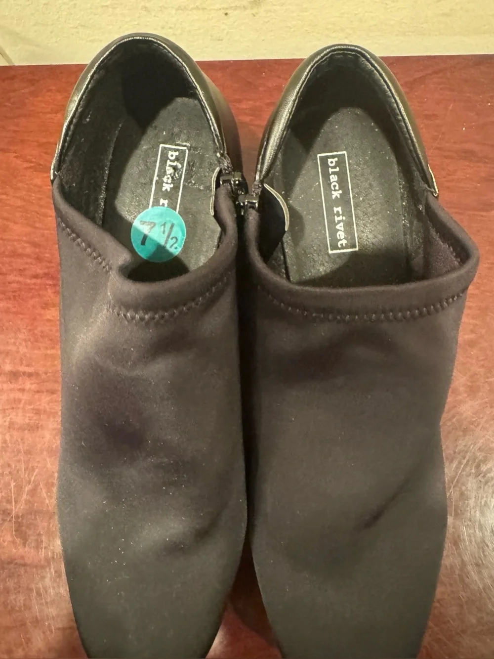 Women's Black Fabric Ankle Booties with Side Zip by Black Rivet - Size 7.5
